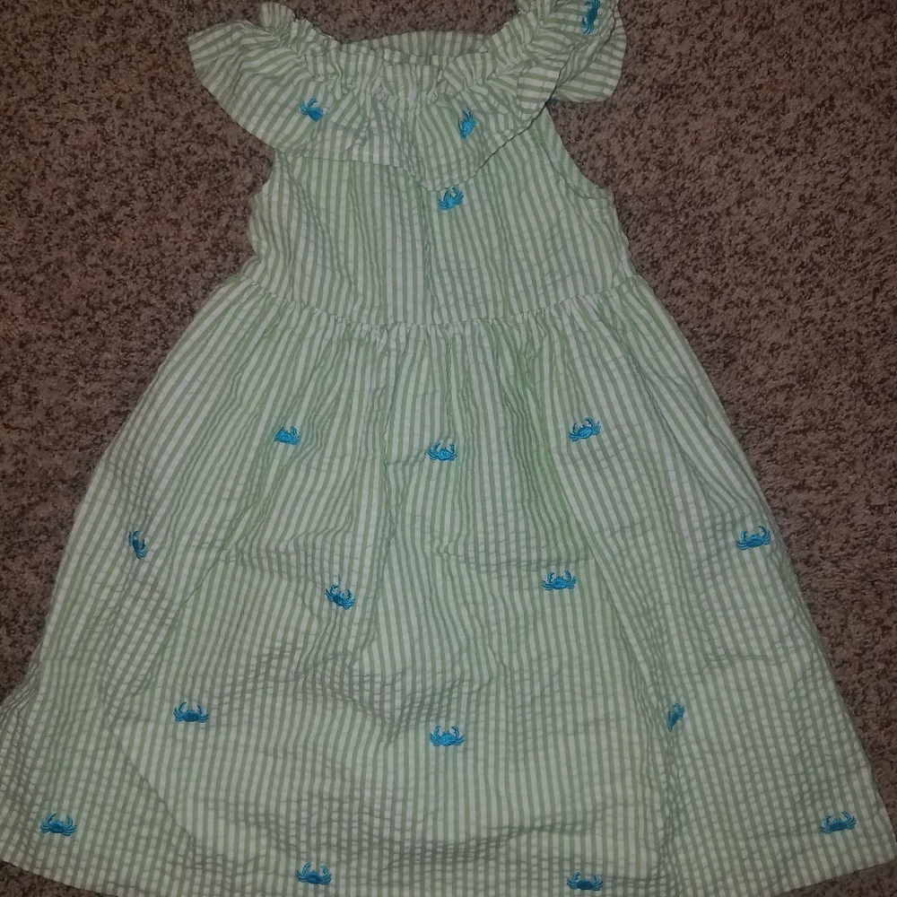 Kelly's kids 4 5 green seersucker dress blue